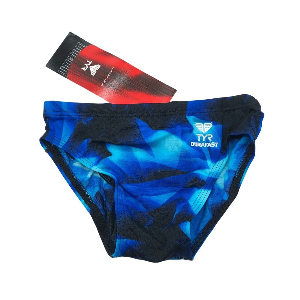 TYR Boys Marinus Racer Drawstring Geometric Black Blue 22